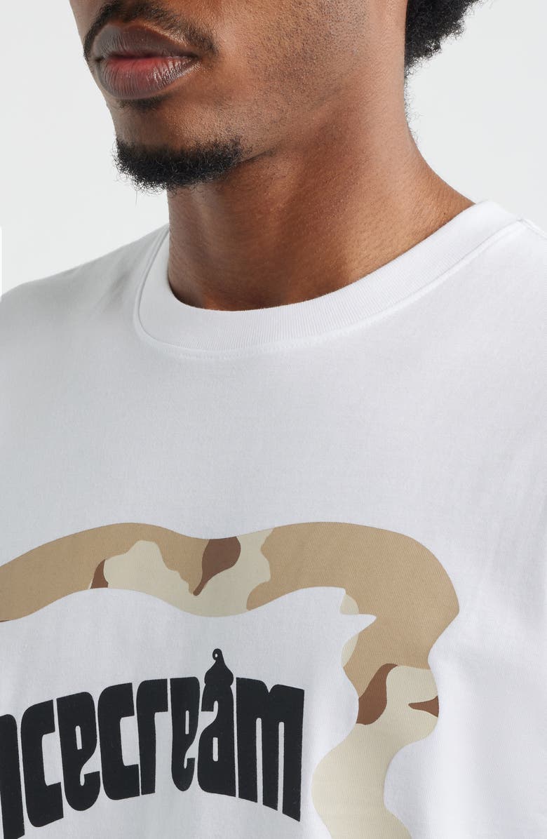 ICECREAM Taupe Cotton Graphic T-Shirt, Alternate, color, White