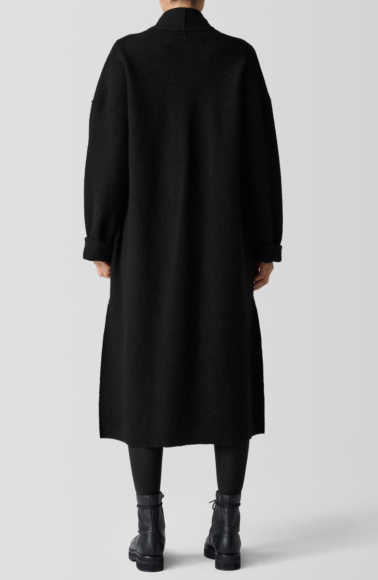 Eileen Fisher High Collar Wool Felted Coat, Alternate, color, Black