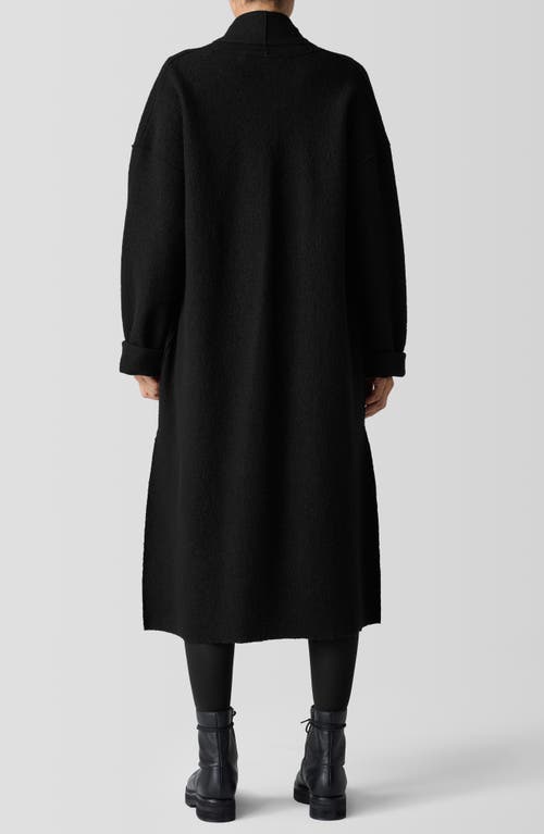 Eileen Fisher High Collar Wool Felted Coat In Black