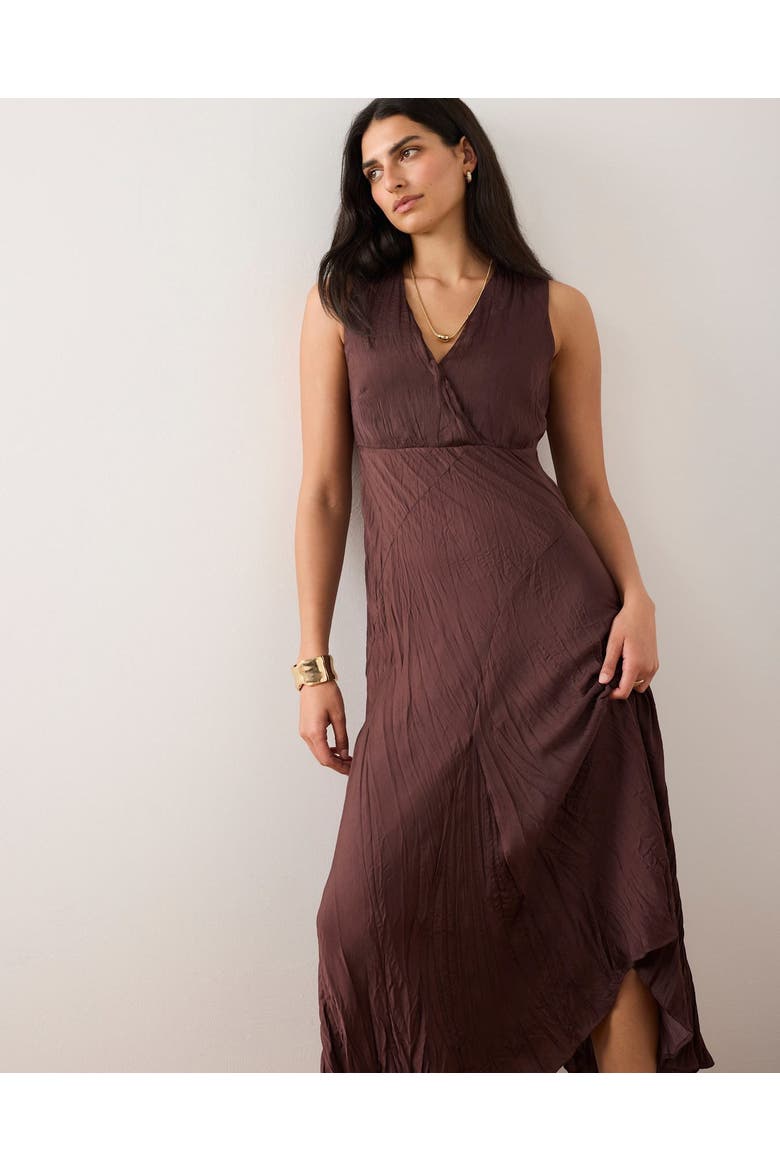 Crinkle Maxi Dress, Alternate, color, Burgundy