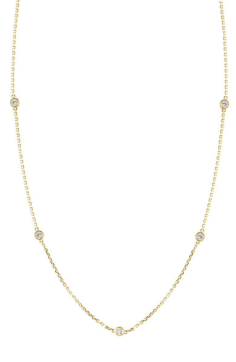 EFFY Diamond Station Necklace, Main, color, Silver/ 18K Gold/ Diamond