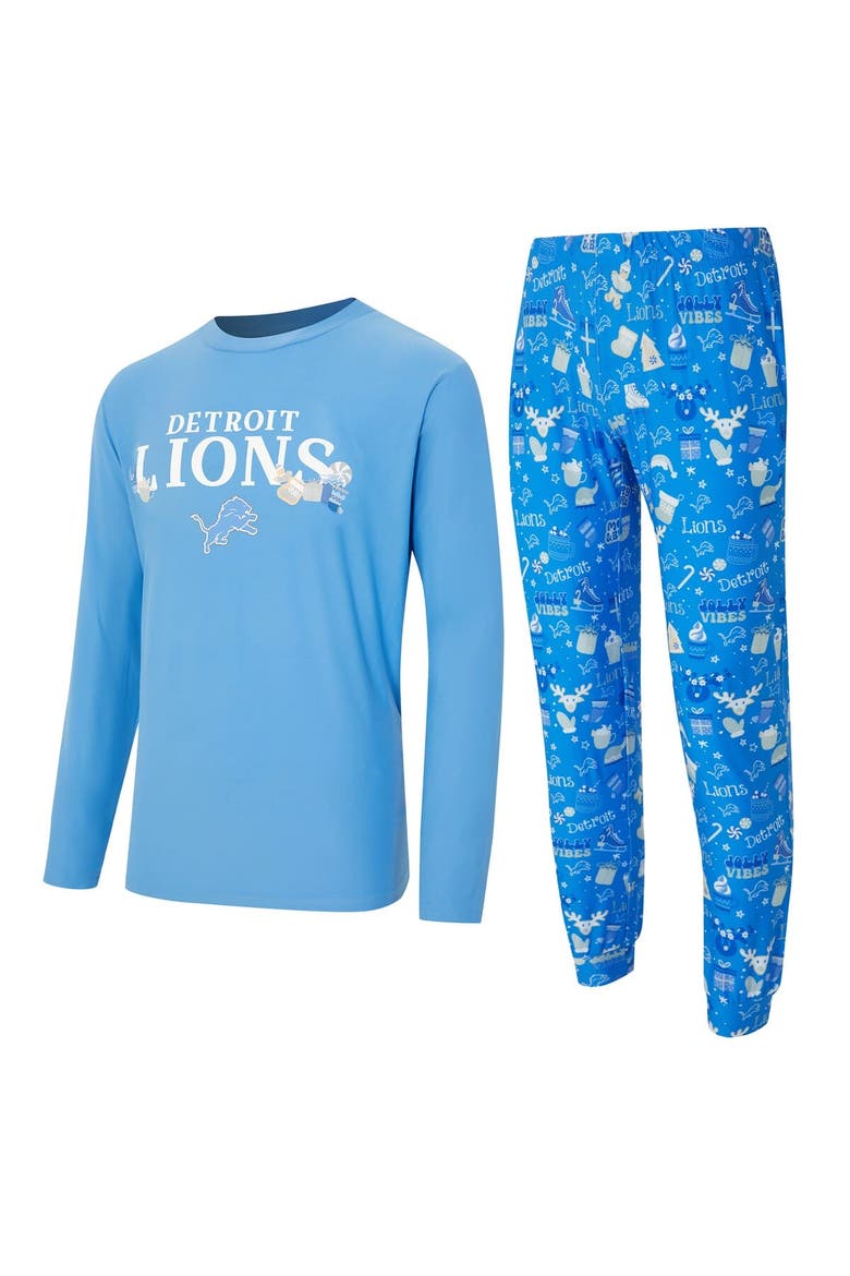 Men's Concepts Sport  Blue Detroit Lions Chestnut Long Sleeve Top & Pants Set, Main, color, Blue