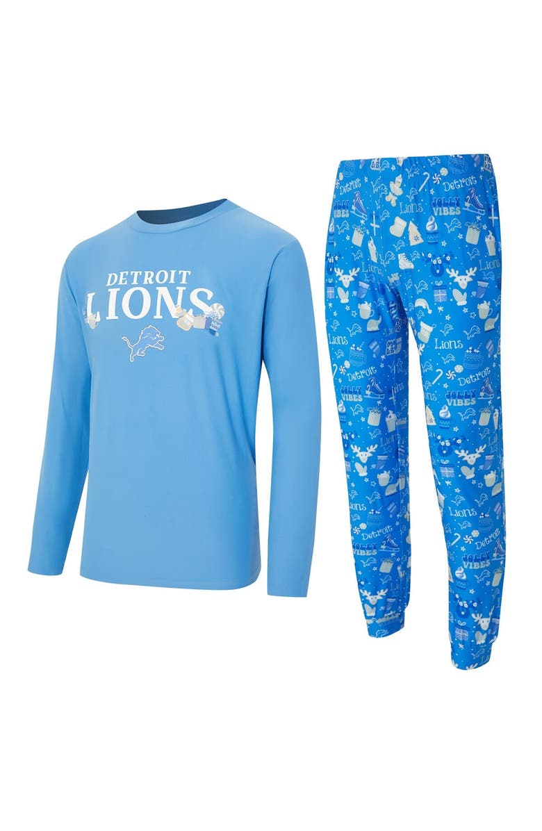 CONCEPTS SPORT Men's Concepts Sport Blue Detroit Lions Chestnut Long Sleeve Top & Pants Set, Main, color, Blue
