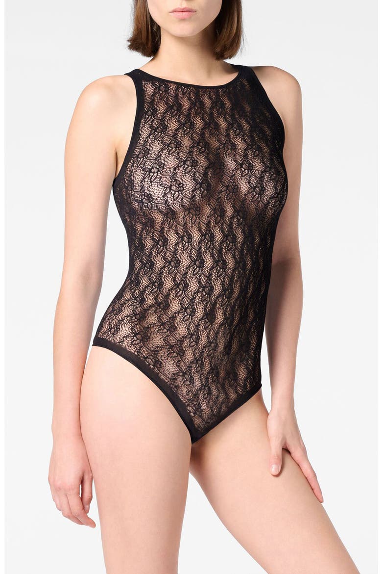 Rosy Net Bodysuit, Main, color, BLACK