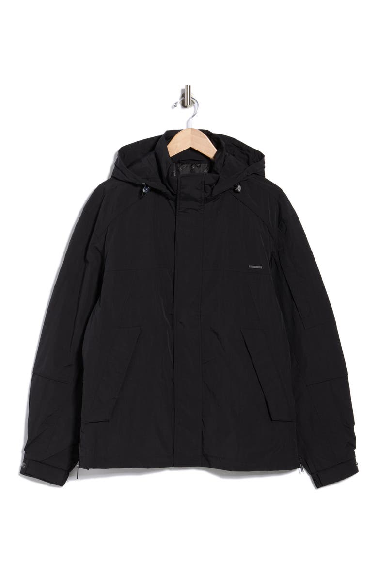 Nylon Hooded Jacket, Alternate, color, BLACK