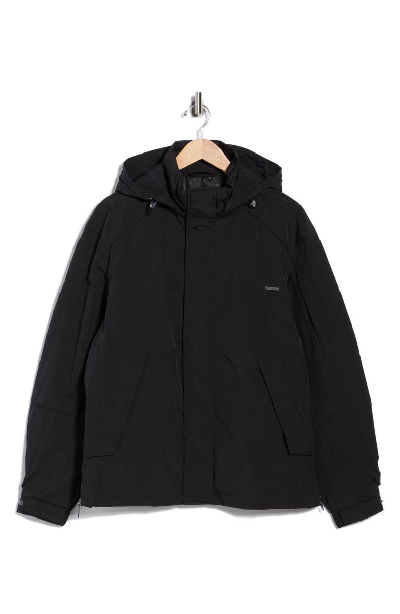 KARL LAGERFELD PARIS Nylon Hooded Jacket, Alternate, color, Black