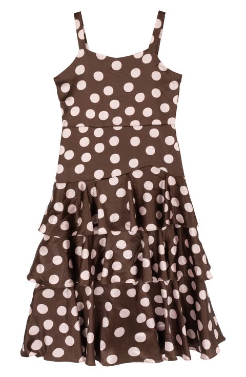 Kids' Polka Dot Satin Party Dress