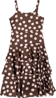 Rare Editions Kids' Polka Dot Satin Party Dress