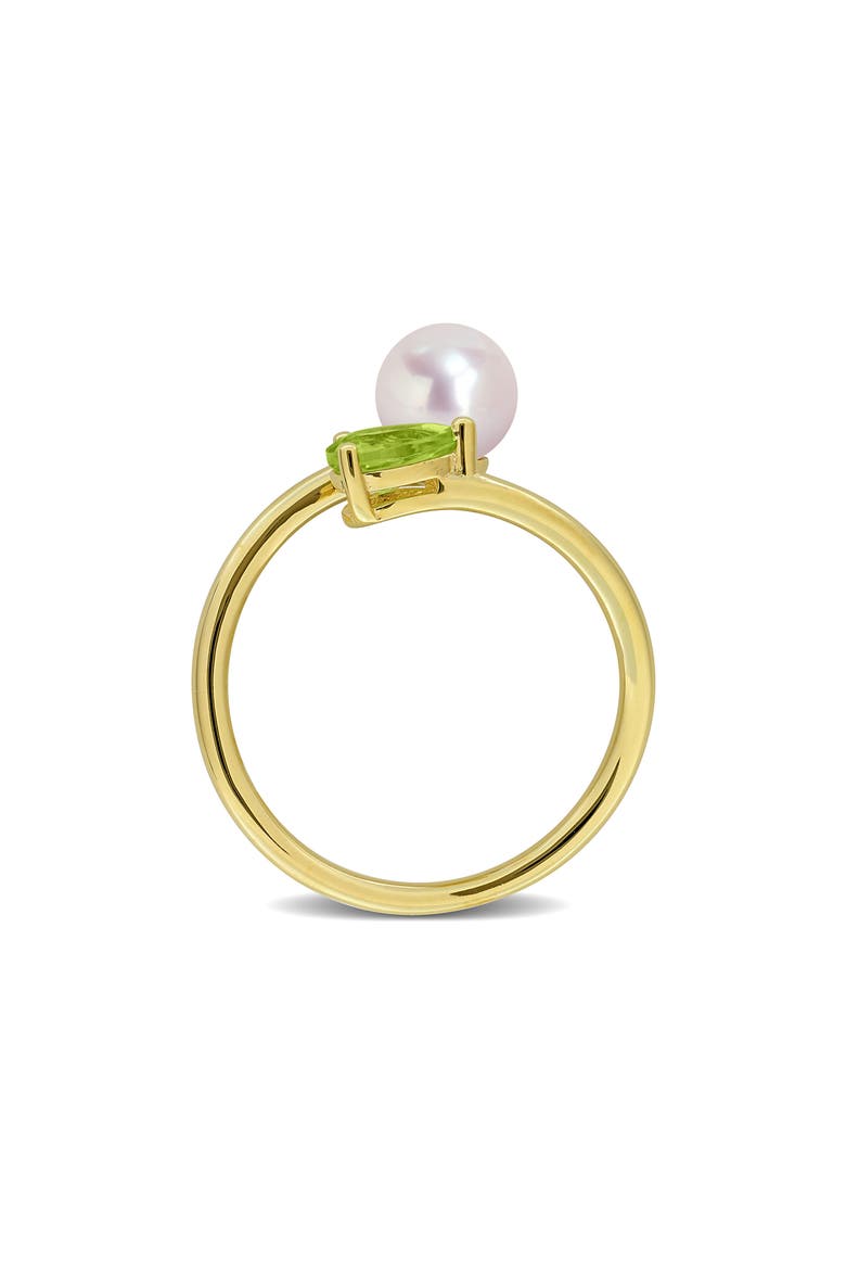 Cultured Pearl & Semiprecious Stone Crossover Ring, Alternate, color, GREEN PERIDOT