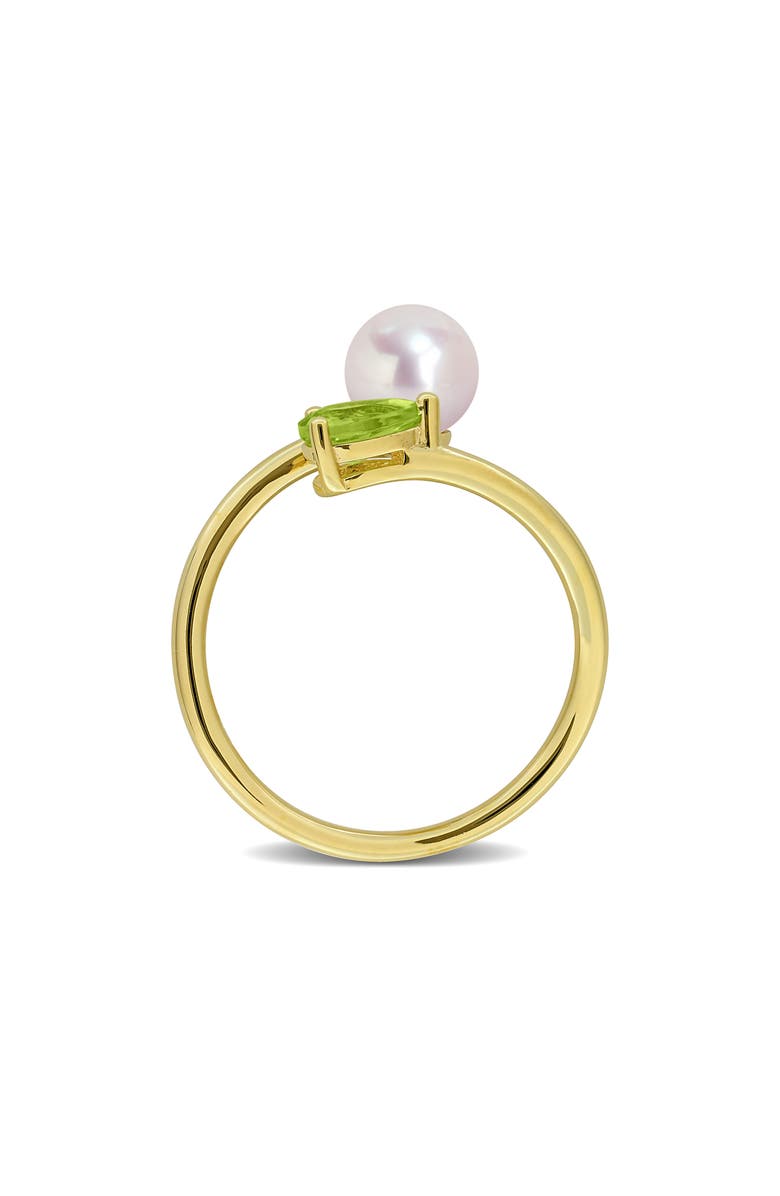 DELMAR Cultured Pearl & Semiprecious Stone Crossover Ring, Alternate, color, Green Peridot