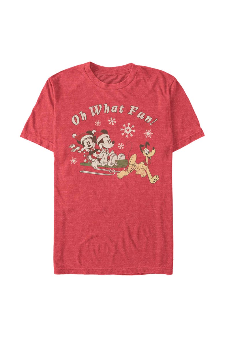 Men's Oh What Fun Sled Short Sleeve Graphic T-Shirt, Main, color, Red Heather