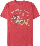 Mickey & Friends Men's Oh What Fun Sled Short Sleeve Graphic T-Shirt
