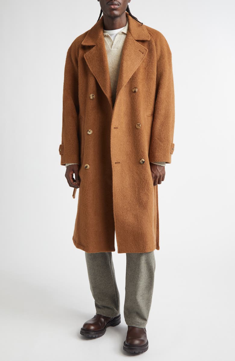 De Bonne Facture Grandad Wool Blend Coat, Main, color, Pecan