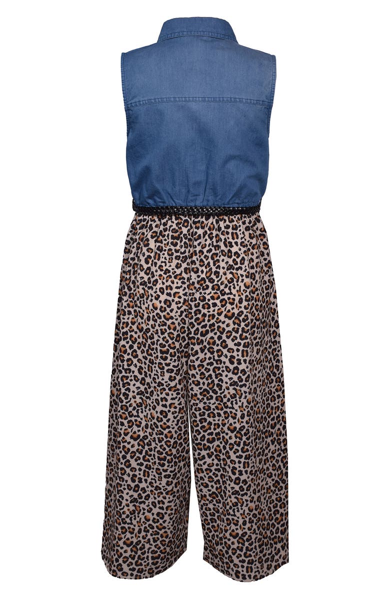 Bonnie Jean Kids' Denim Animal Print Jumpsuit, Alternate, color, 