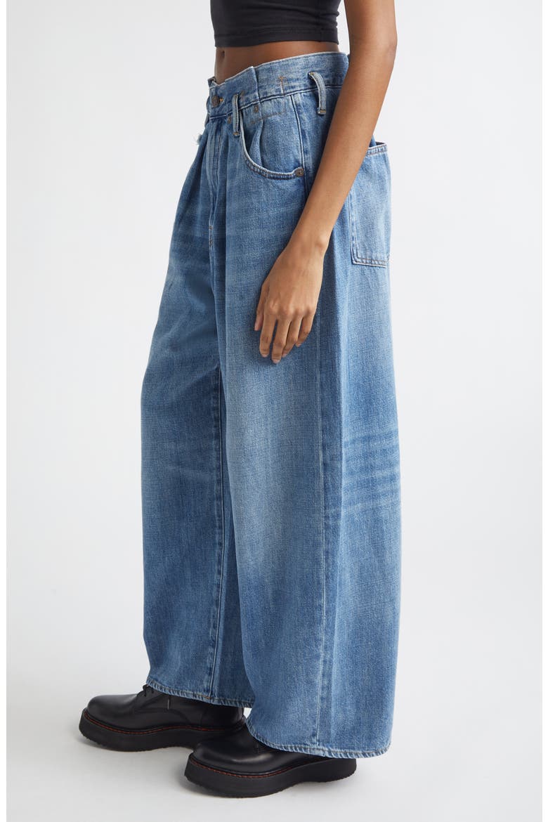 Pleated Waistband Wide Leg Jeans, Alternate, color, CONCRETE BLUE