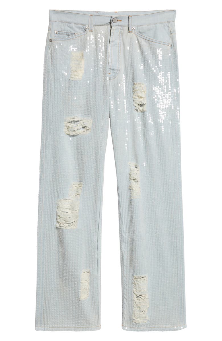 Palm Angels Ripped Sequin Straight Leg Jeans, Alternate, color,