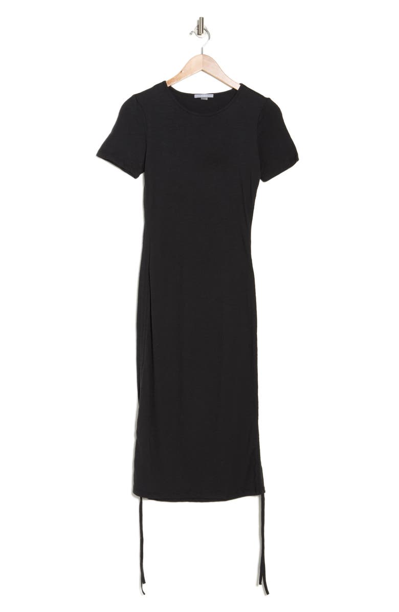 Tart Zinnia Drawstring Seam Cotton Dress, Alternate, color, Black