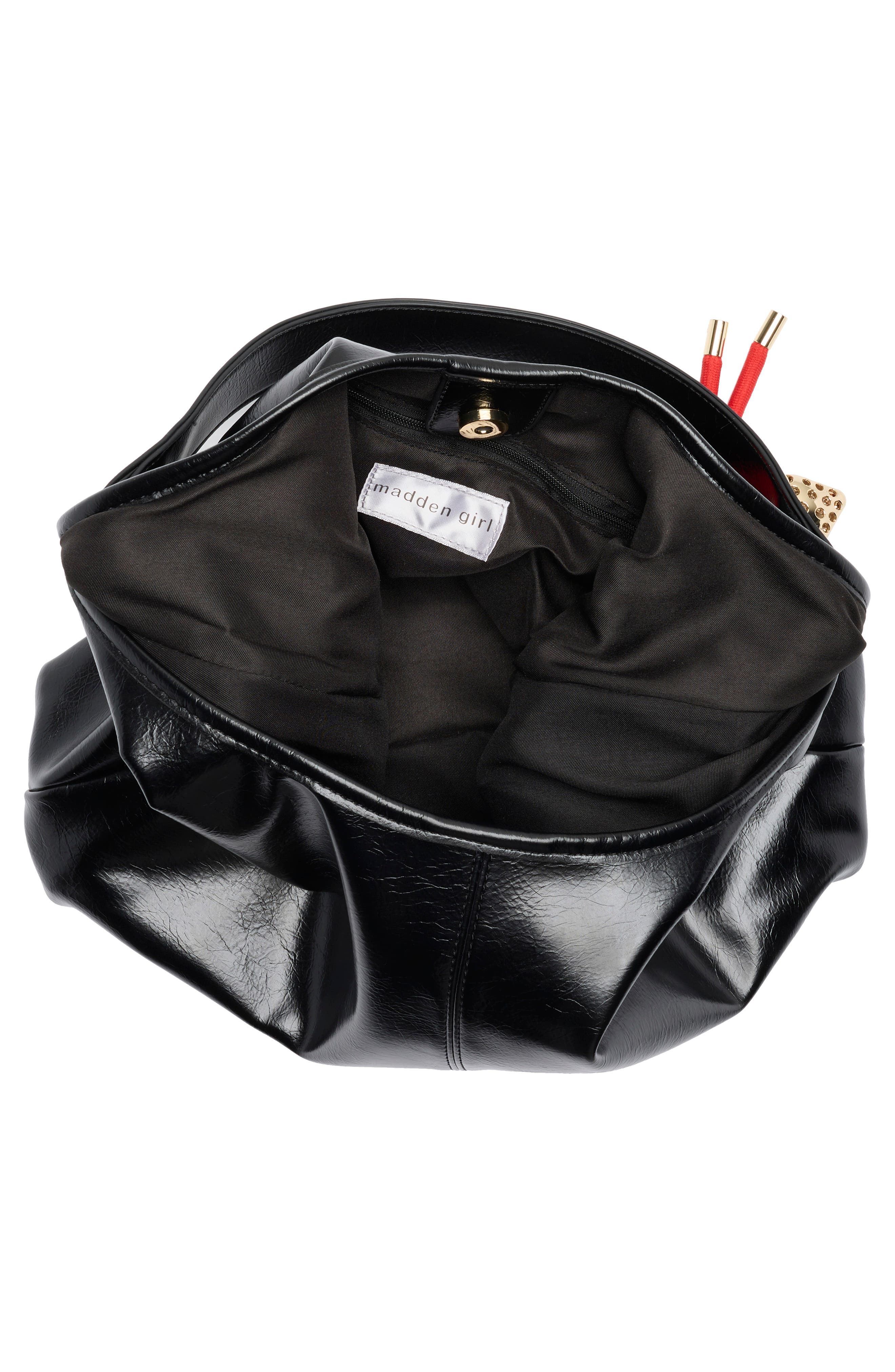 Madden Girl Crinkle Hobo Bag, Alternate, color, Black