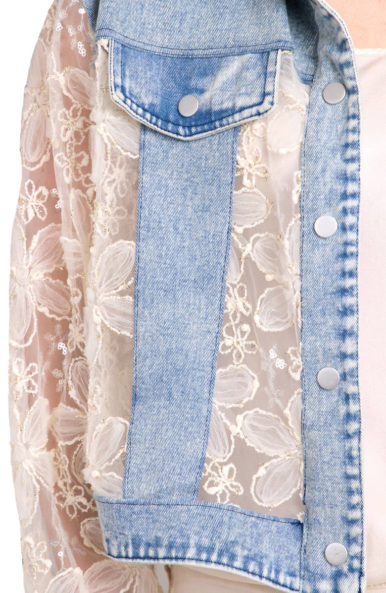 SAACHI Denim Lace Trucker Jacket, Alternate, color, Blue