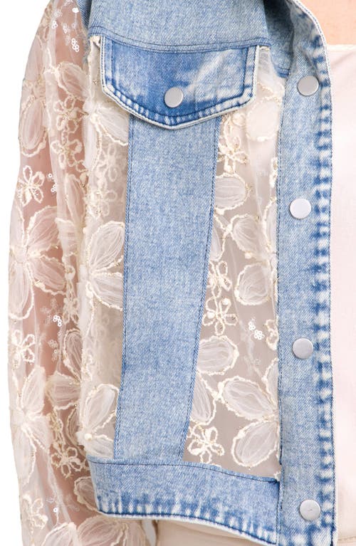 Saachi Denim Lace Trucker Jacket In Blue
