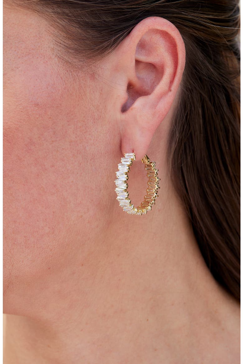 Baguette Cut Hoop Earrings, Alternate, color, YELLOW