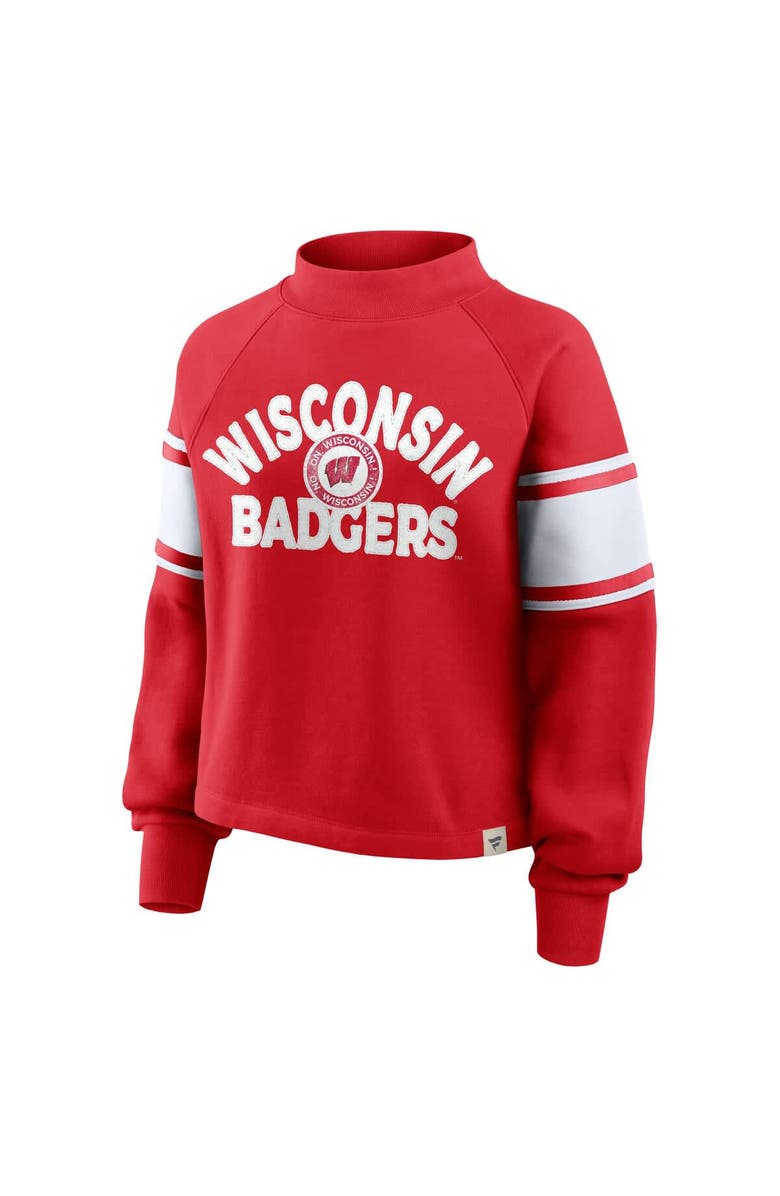 FANATICS Women's Fanatics Red Wisconsin Badgers Oversized Hometown Premium Punt Coverage Raglan Pullover Sweatshirt, Alternate, color, Red