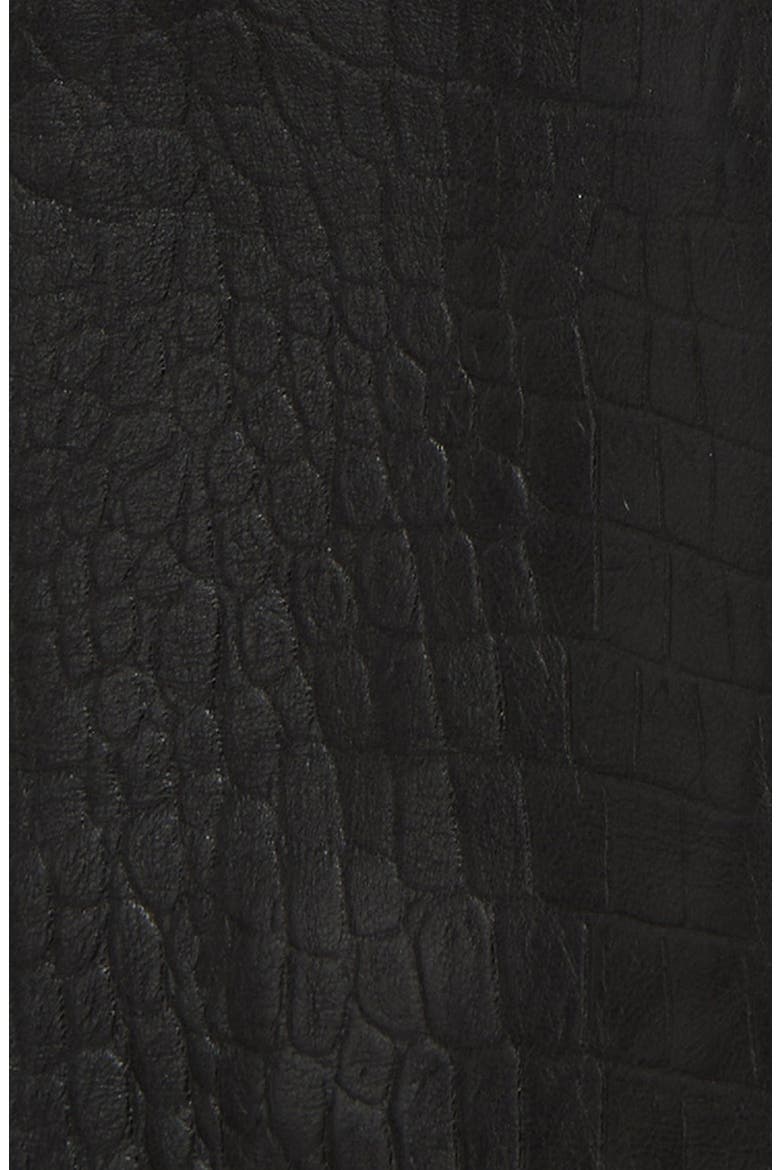 Croc Embossed Leather Gloves, Alternate, color, BLACK