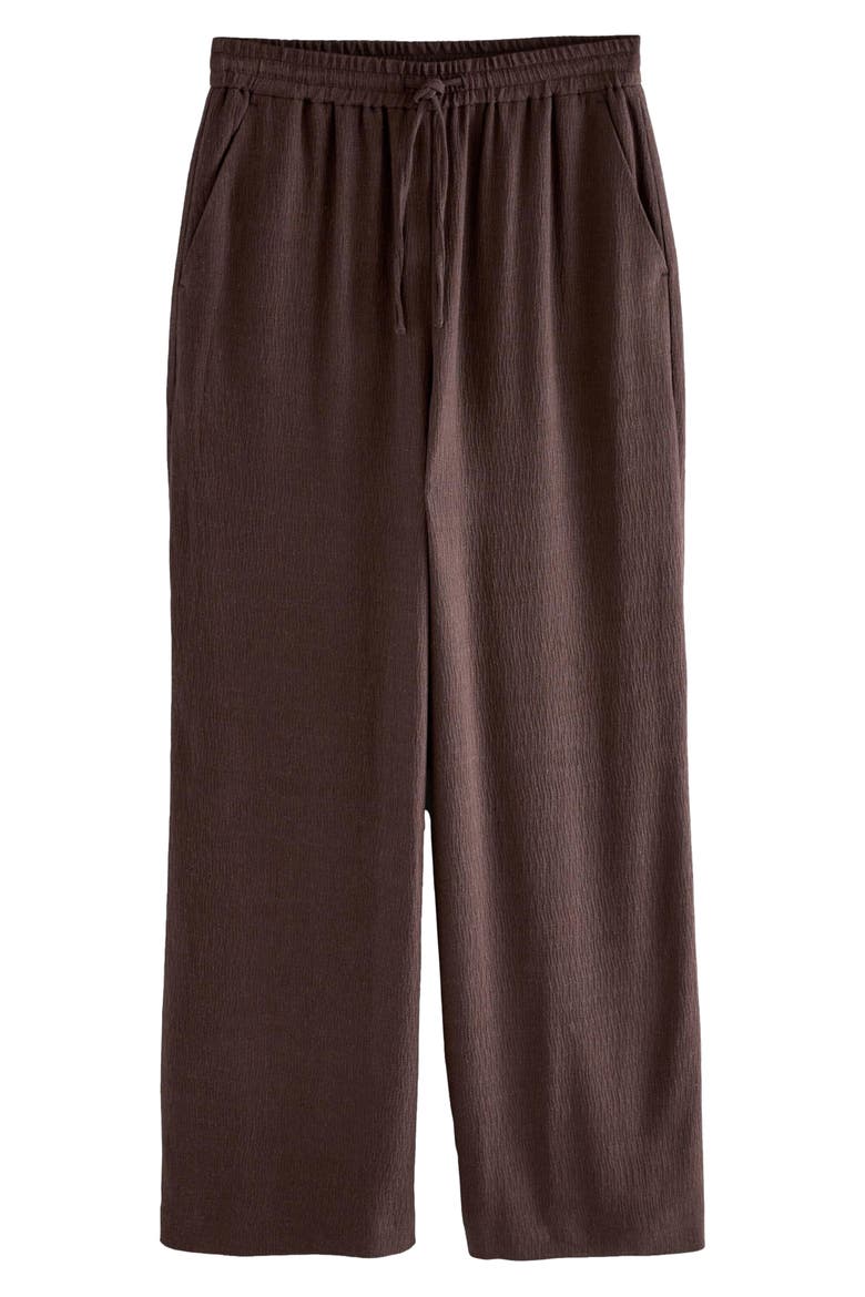 Crinkle Textured Wide Leg Pants, Alternate, color, BROWN