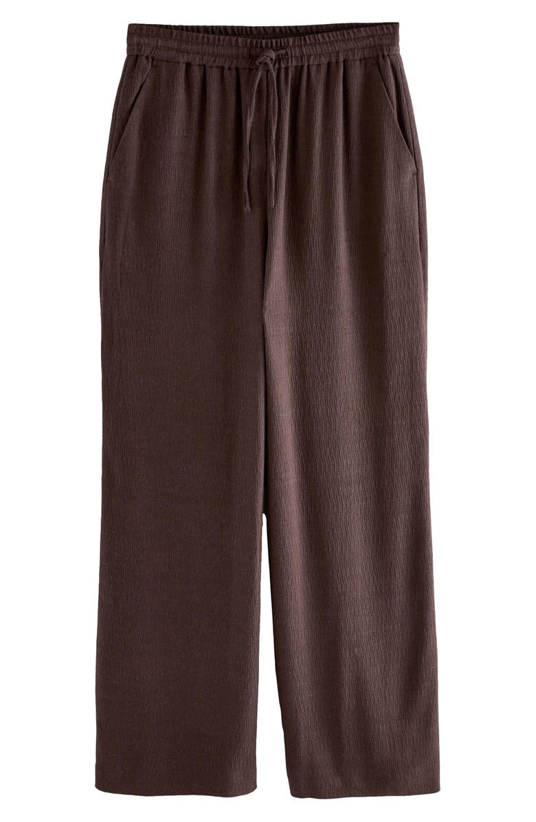 NEXT Crinkle Textured Wide Leg Pants, Alternate, color, Brown