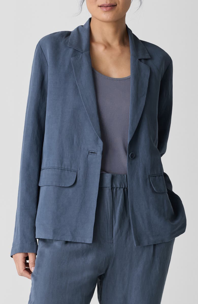 Eileen Fisher Organic Linen & Silk Blazer, Main, color, Eclipse
