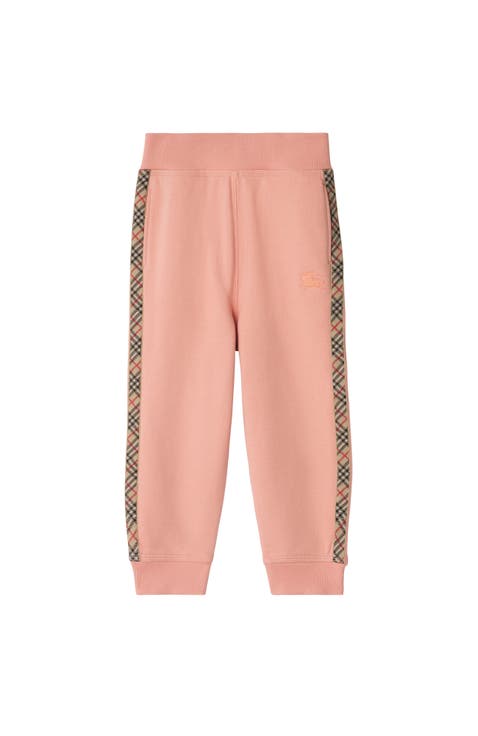 Check Trim Cotton Jogging Pants