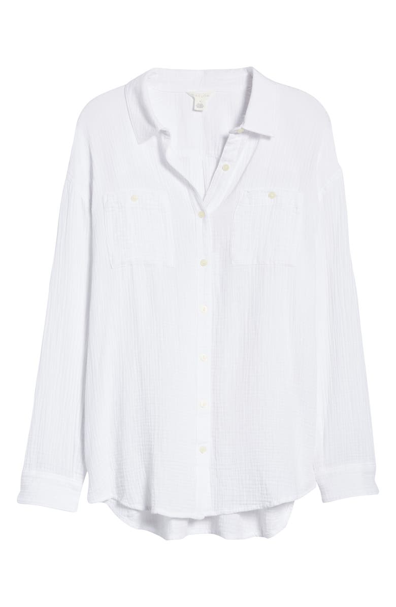 Caslon<sup>®</sup> Long Sleeve Gauze Button-Up Shirt, Alternate, color,