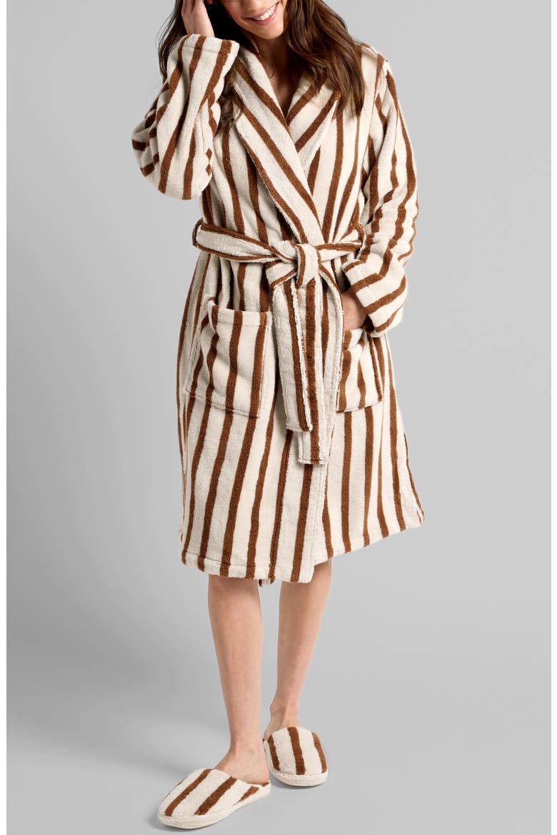 Turkish Cotton Stripe Robe, Main, color, BONE AND TOBACCO
