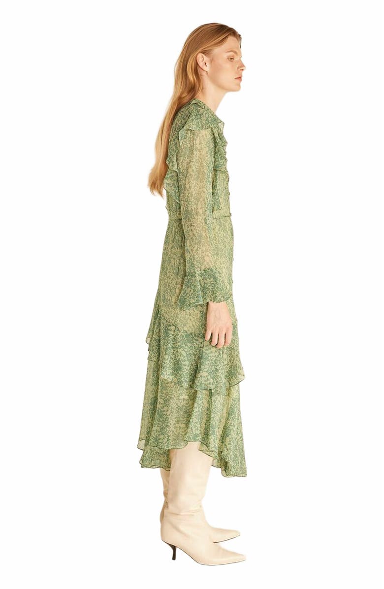 Rebecca Taylor Chiffon Shirtdress, Alternate, color, Guipure Forest Green Combo