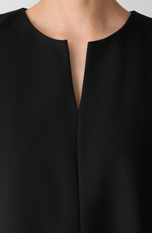 Eileen Fisher Split Neck Shift Dress In Black