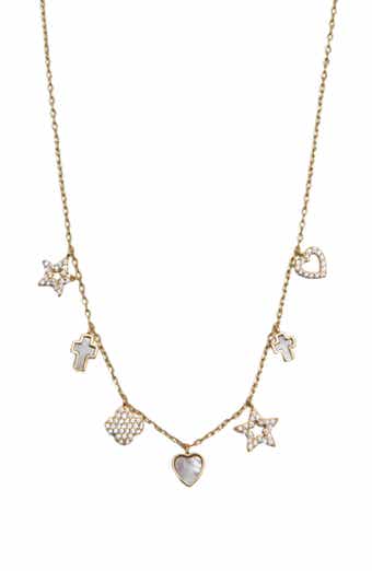 Pavé Mother-of-Pearl Charm Station Necklace