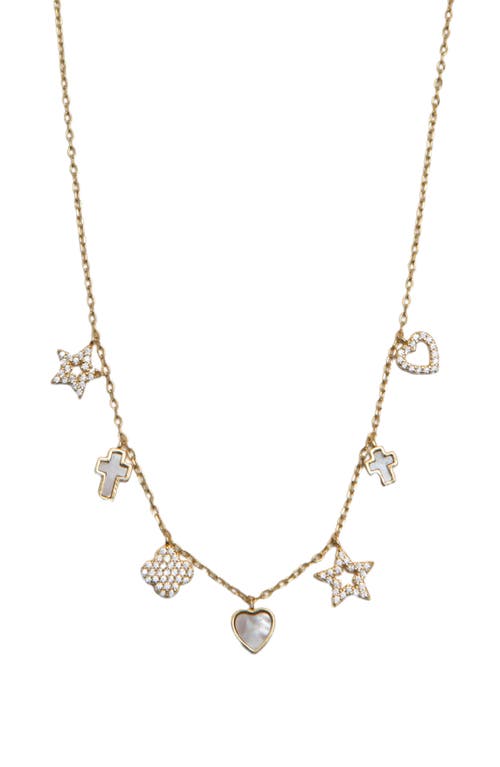 Argento Vivo Sterling Silver Pavé Mother-of-pearl Charm Station Necklace