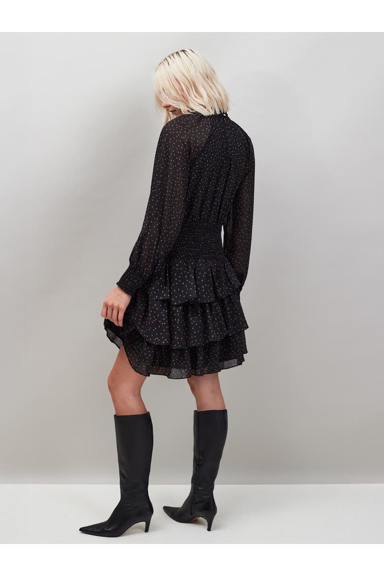 Dash Print Tiered Mini Dress, Alternate, color, Caramel