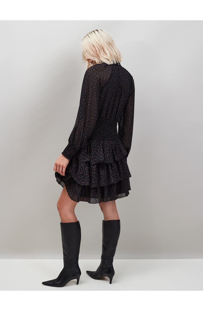 Ro&Zo Dash Print Tiered Mini Dress, Alternate, color, Caramel