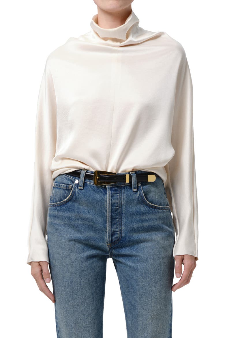Ilaria Draped Mock Neck Top, Main, color, CREAM