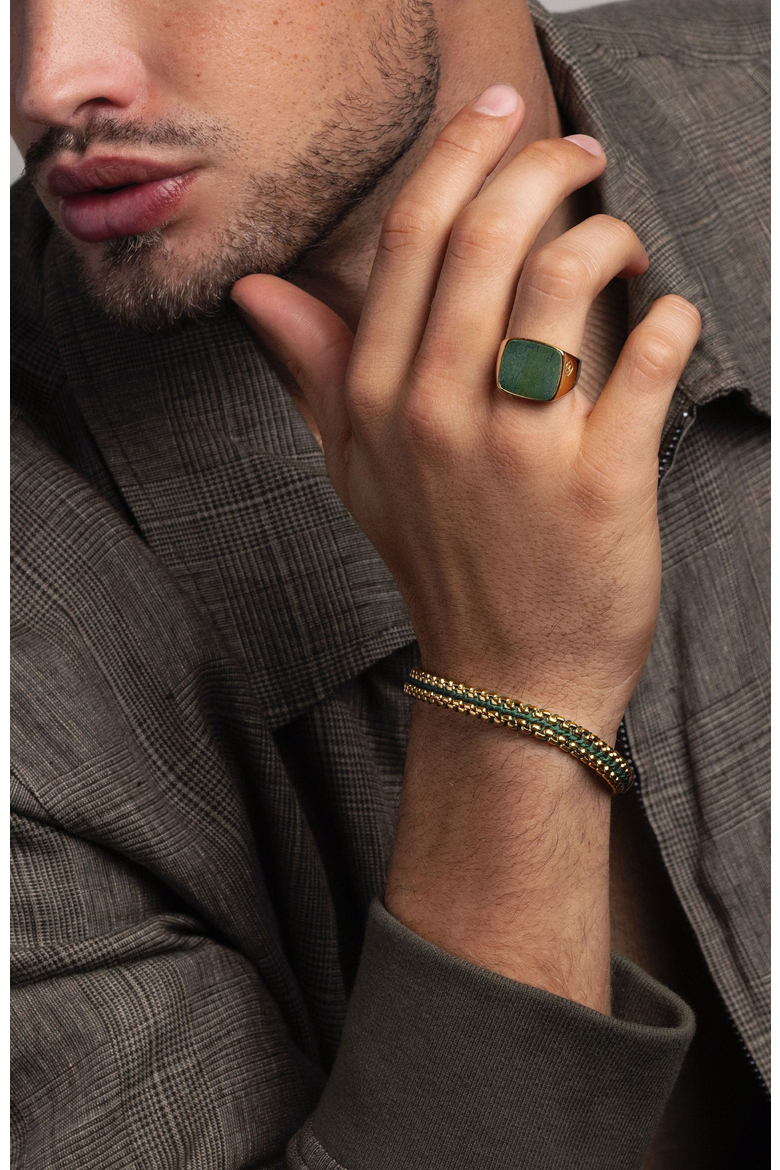 Signet Ring, Alternate, color, Gold / Green