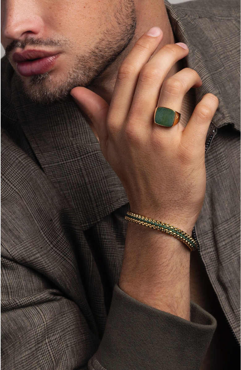 Nialaya Signet Ring, Alternate, color, Green
