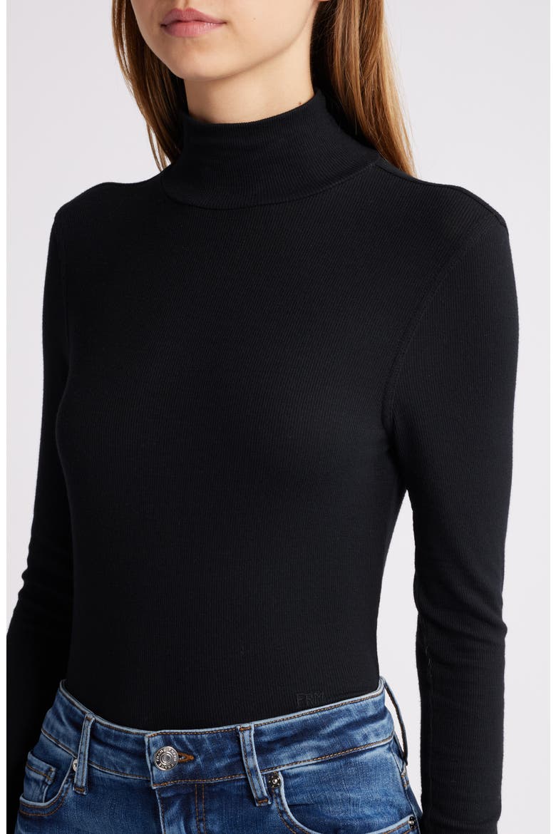 Rib Mock Neck Top, Alternate, color, BLACK