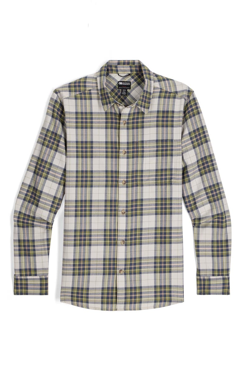 Outdoor Research Ravenna Performance Flannel Button-Up Shirt, Alternate, color, Rainforest Plaid