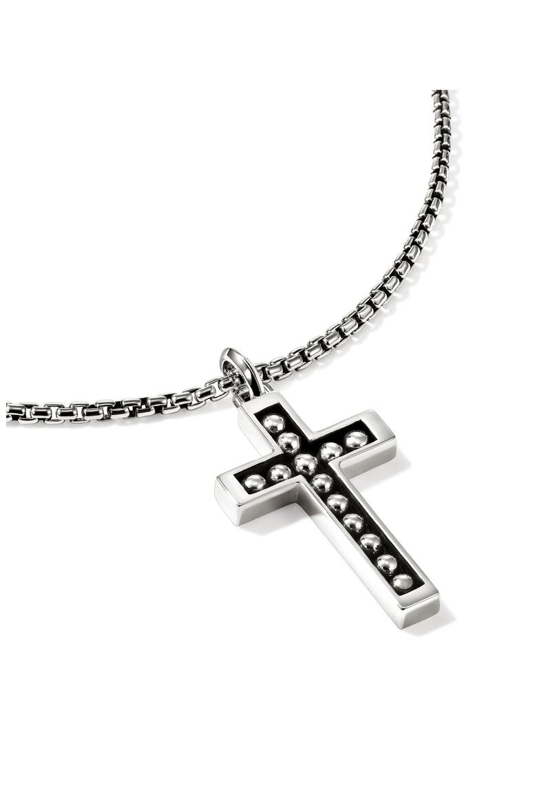 Nailhead Cross Pendant Necklace, Alternate, color, SILVER