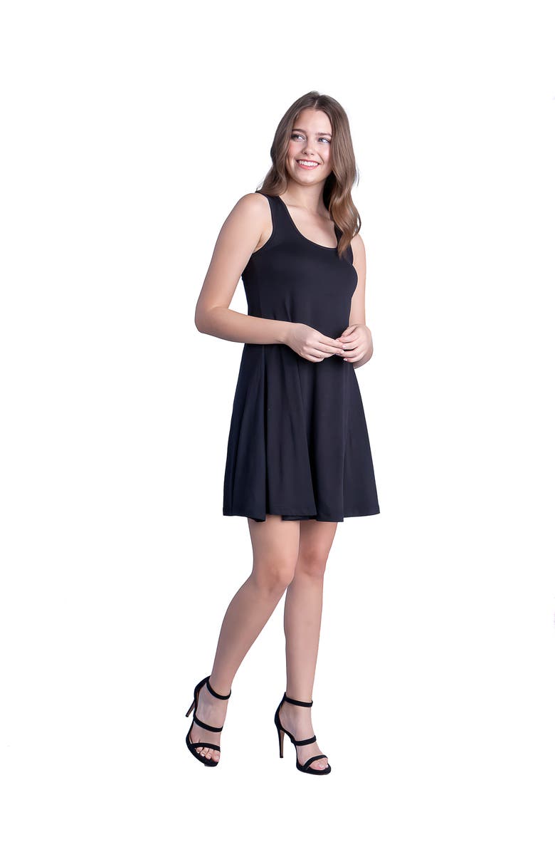 24seven Comfort Apparel Sleeveless A-Line Fit and Flare Skater Dress, Alternate, color, Black