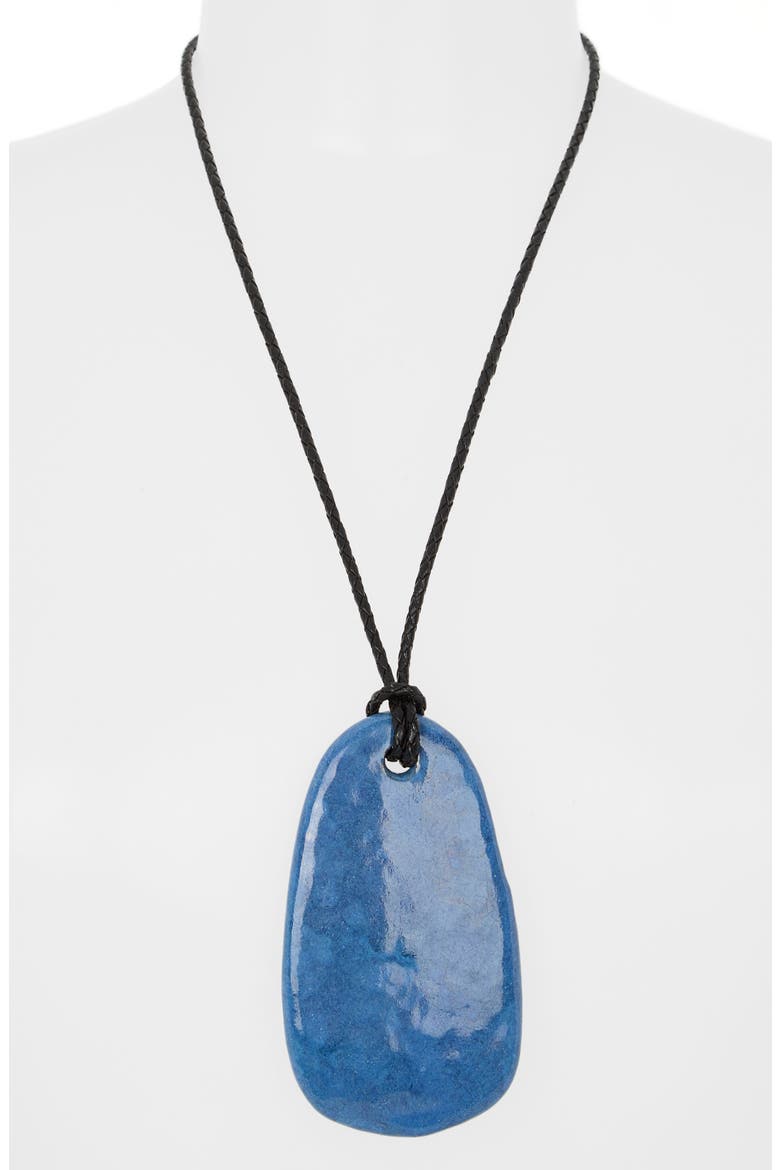 Blue Ceramic Pendant Necklace, Alternate, color, BLUE