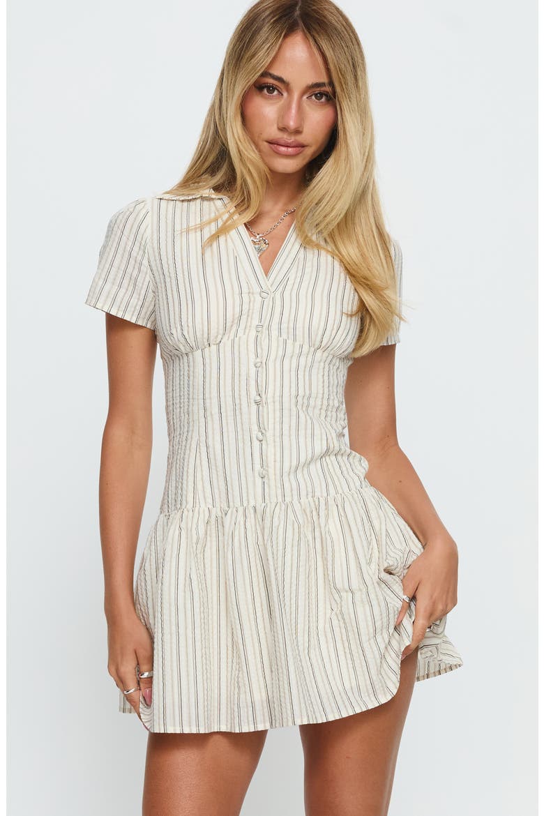 Windswept Stripe Mini Shirtdress, Alternate, color, CREAM / BLACK STRIPE