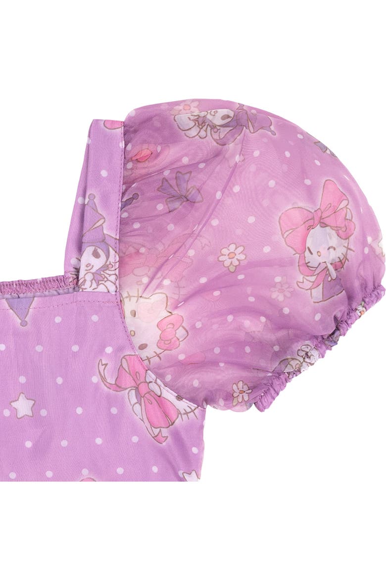 Organza Short Sleeve Dress, Alternate, color, Lilac Kitty Kuromi