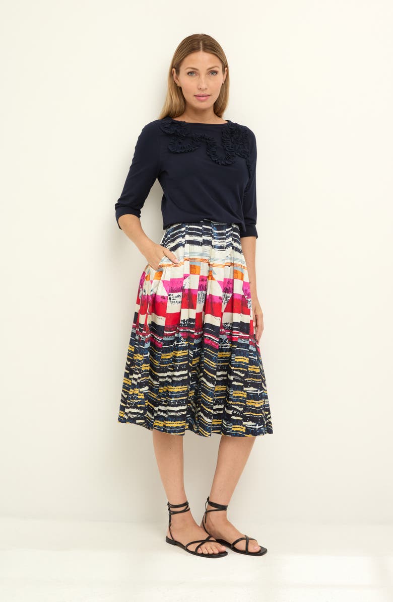 NIC+ZOE Ruffle Appliqué Knit Top, Alternate, color, Dark Indigo